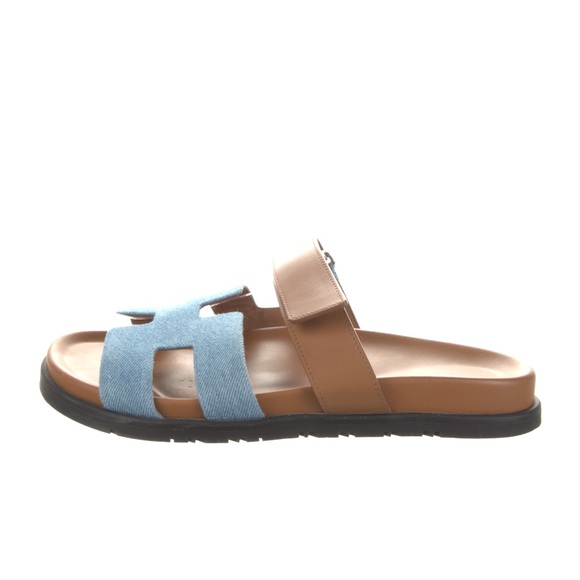 Hermes Chypre Sandals gold and Jean 39 - Picture 3 of 8